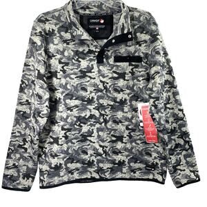 Canada Weathergear Sweater Jacket Mens XL Gray Camo 1/4 Snap Pullover Outdoors